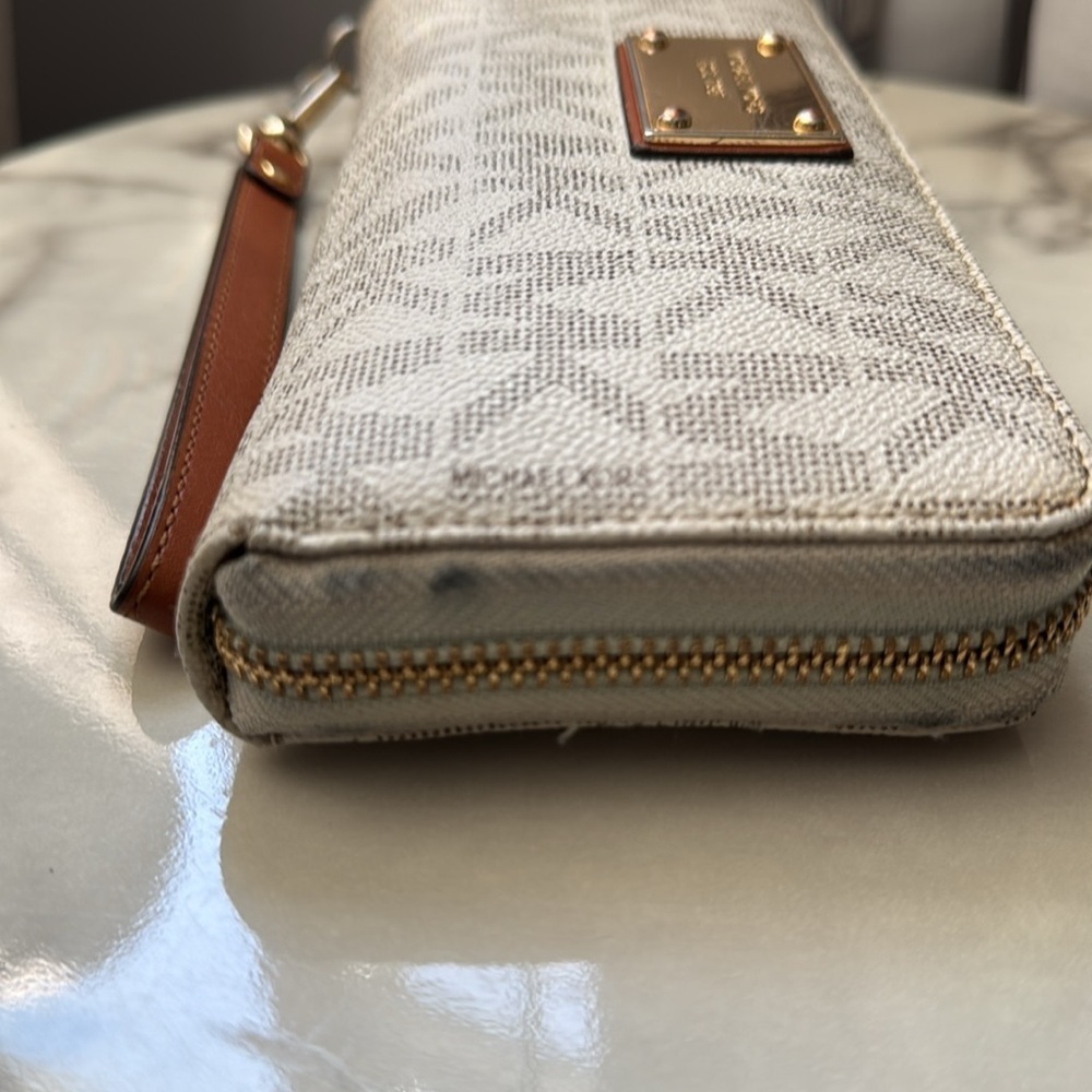 Michael Kors Jet Set Travel Continental Wallet Wristlet vanilla signature print - Picture 2 of 4